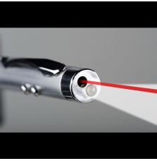 Długopis ze wskaźnikiem laserowym Combo – 4 w 1, srebrny