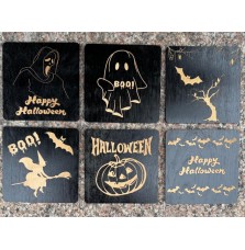 Zestaw podkładek drewnianych Halloween 6 sztuk