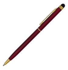 Długopis aluminiowy Touch Tip Gold, bordowy