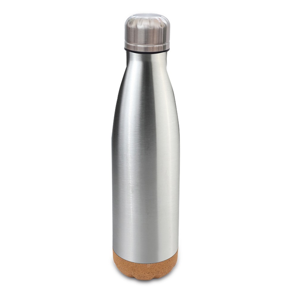 Butelka termiczna z korkowym spodem Jowi 500 ml, srebrny