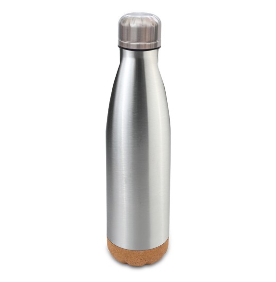 Butelka termiczna z korkowym spodem Jowi 500 ml, srebrny