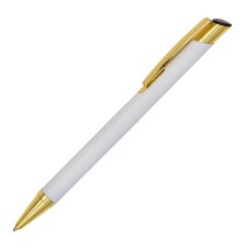 Długopis aluminiowy Lindi, biały/złoty