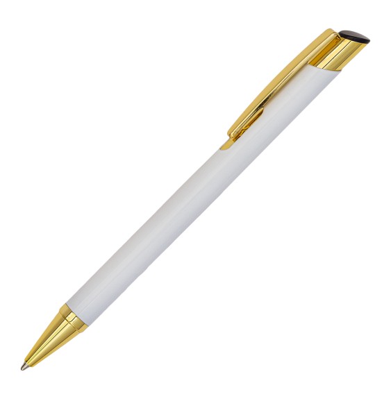 Długopis aluminiowy Lindi, biały/złoty