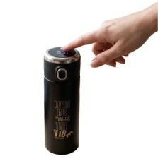 Kubek termiczny z termometrem Bounce 420 ml, czarny